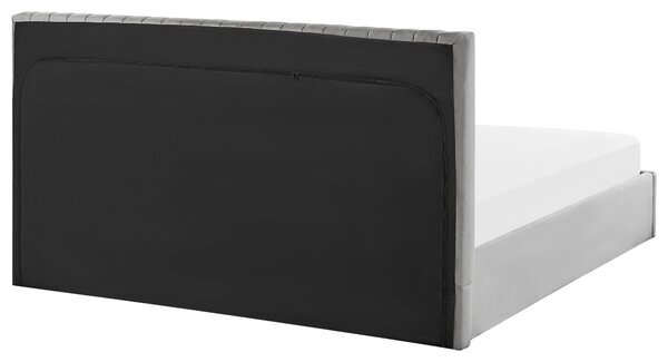 Postel s úložným prostorem VION Umělý samet Šedá 180 x 200 cm