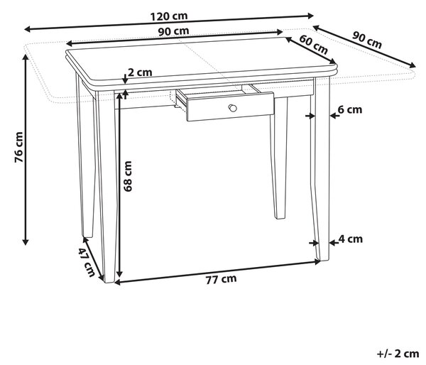 Rozkládací jídelní stůl MASELA Tmavě hnědá 90/120 cm 60 cm Dřevo