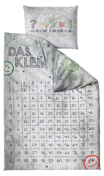Šedá sada dětské povlečení NUMBERS + prostěradlo Jersey 90x200cm
