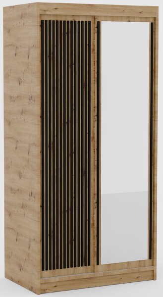 ADRK Šatní zrcadlová skříň posuvná DELIA AB, černá/dub artisan Šířka (cm): 160