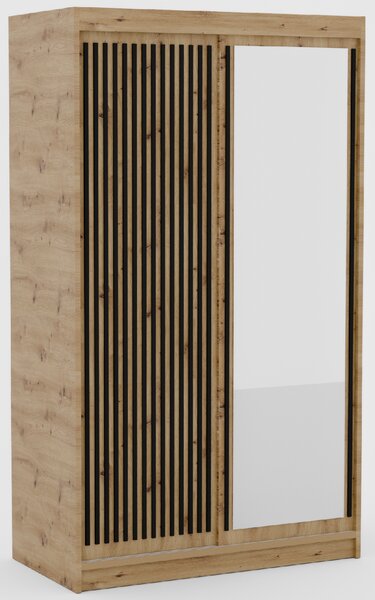 ADRK Šatní zrcadlová skříň posuvná DELIA AB, černá/dub artisan Šířka (cm): 160