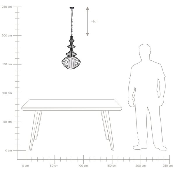 Závěsná lampa KOLVA Kov Černá