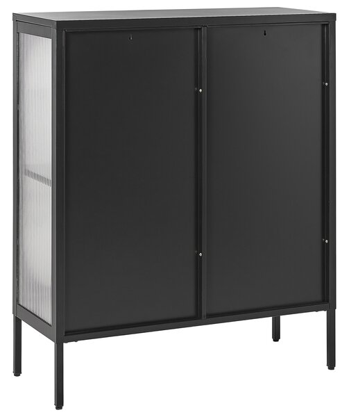 Prosklená komoda SARRE 90 cm Kov Černá