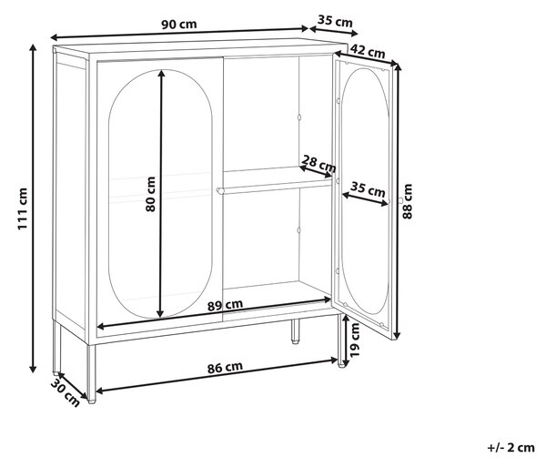 Prosklená komoda SARRE 90 cm Kov Černá