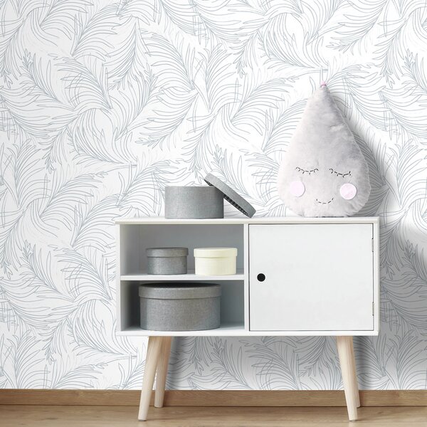 Bílo-modrá vliesová tapeta na zeď, palmové listy 6507-1, Batabasta, Mika, ICH Wallcoverings