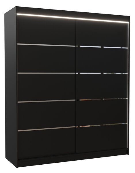 ADRK Šatní skříň posuvná s LED osvětlením SPECTRA B 180 L, černá