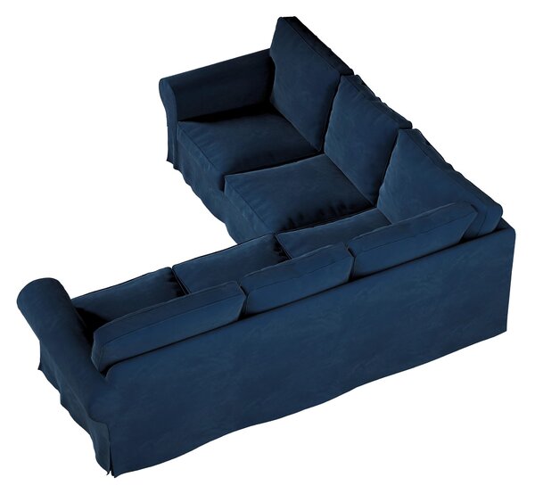 Potah na pohovku IKEA Ektorp rohová barva tmavě modrá látka lesklé, sametová
