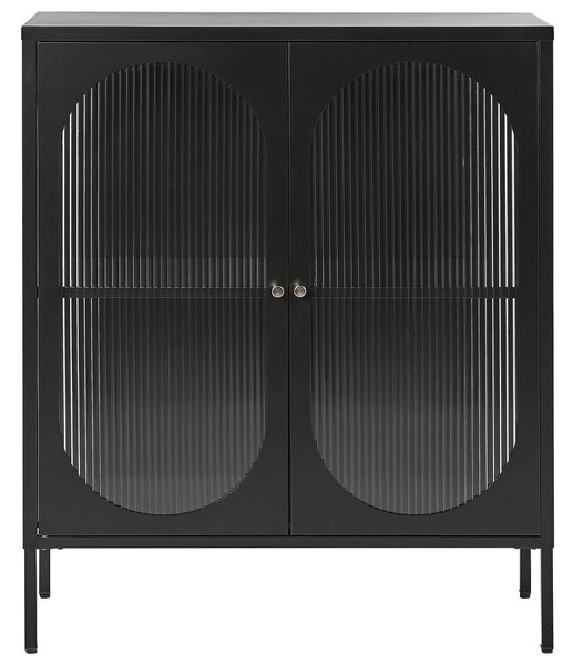 Prosklená komoda SARRE 90 cm Kov Černá