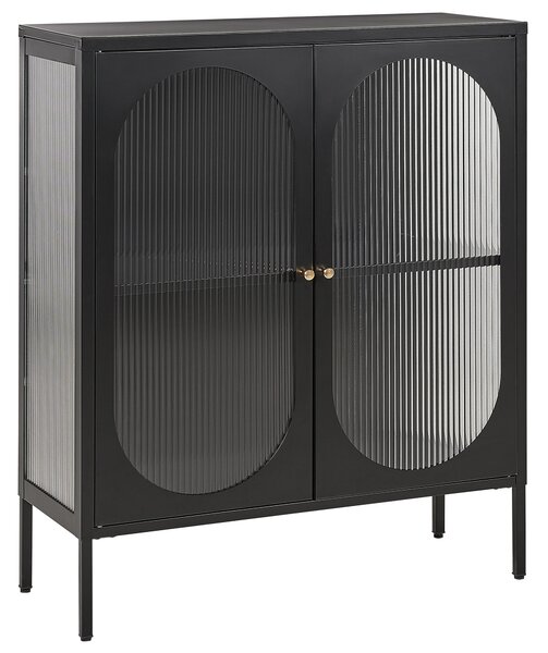 Prosklená komoda SARRE 90 cm Kov Černá