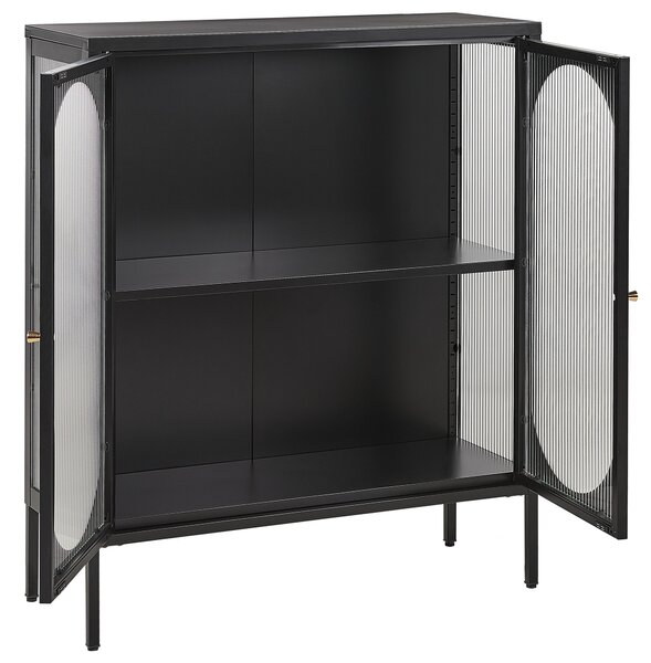 Prosklená komoda SARRE 90 cm Kov Černá