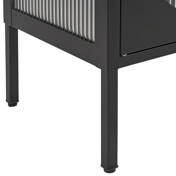 Prosklená komoda SARRE 90 cm Kov Černá