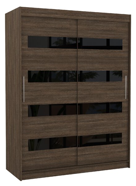 ADRK Šatní skříň posuvná MARTINEZ CH-BL 150, choco/černý Lacobel
