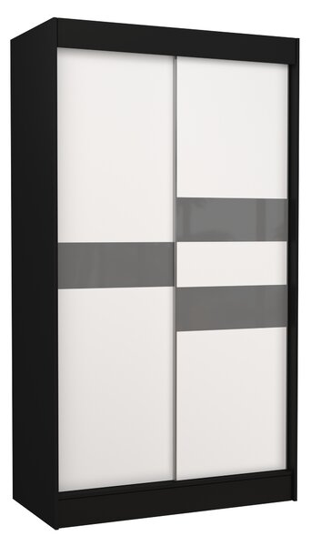 ADRK Šatní skříň posuvná BATIA B-W-GL, bílá/černá/šedý Lacobel Šířka (cm): 150