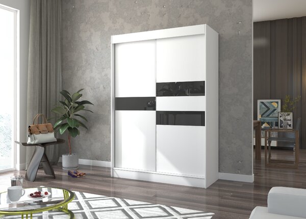 ADRK Šatní skříň posuvná BATIA W-BL, bílá/černý Lacobel Šířka (cm): 120