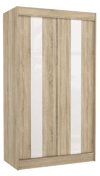 ADRK Šatní skříň posuvná KAREN S-WL 120, dub sonoma/bílý Lacobel