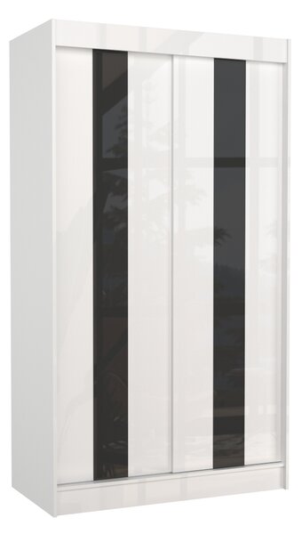 ADRK Šatní skříň posuvná KAREN W-BL 120, bílá/černý Lacobel