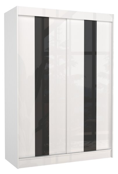 ADRK Šatní skříň posuvná KAREN W-BL 150, bílá/černý Lacobel