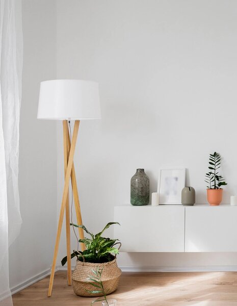 Dřevěná stojací lampa Salino A 50 Dřevo – Hnědá
