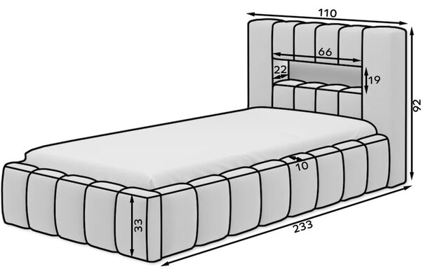 Jednolůžková čalouněná postel 90x200 VEMIO 1 - hnědá