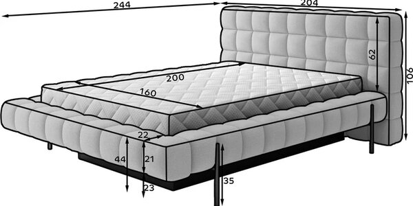 Čalouněná postel s úložným prostorem 160x200 MINARO - béžová