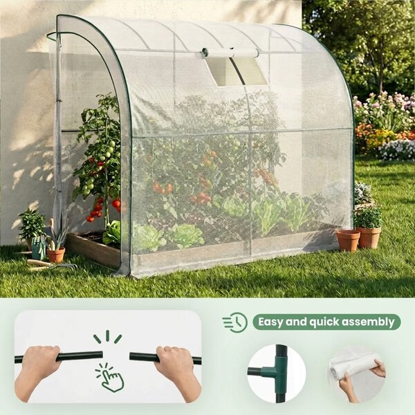 Přístěnný zahradní foliovník 100x200x210 cm LUMPAN - bílý