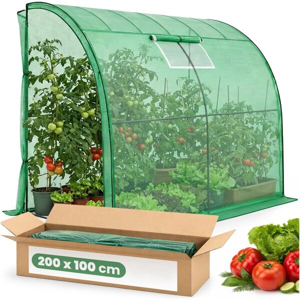 Přístěnný zahradní foliovník 100x200x210 cm LUMPAN - zelený