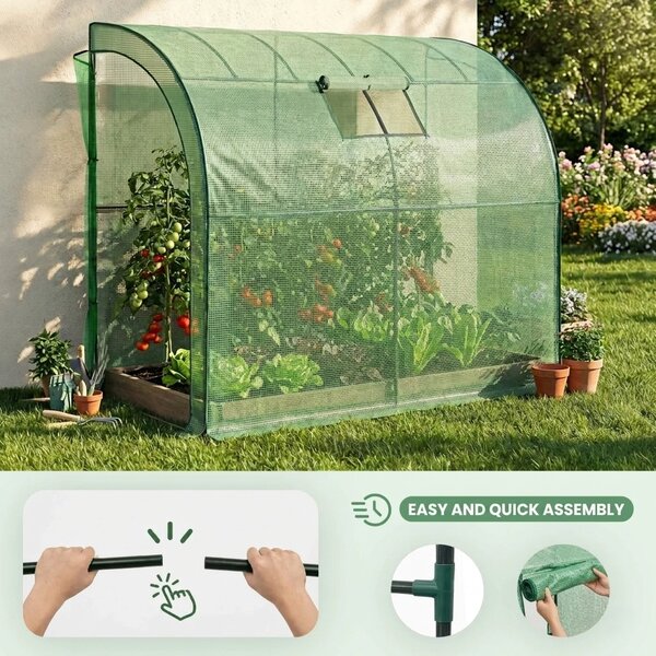 Přístěnný zahradní foliovník 100x200x210 cm LUMPAN - zelený