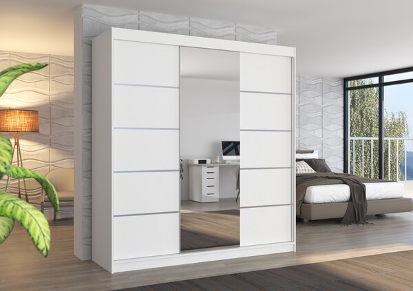 ADRK Šatní zrcadlová skříň posuvná BERGEN W 200, bílá