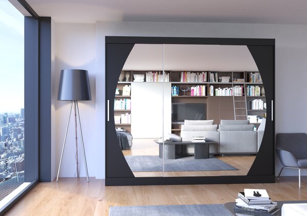 ADRK Šatní zrcadlová skříň posuvná CAMBE B 250, černá