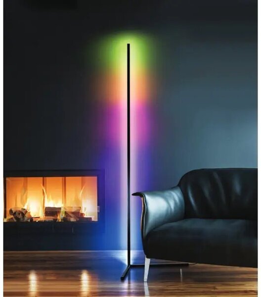 LED stojací lampa Johnny Digital Led Rgb černé s dálkovým ovladačem – Černá