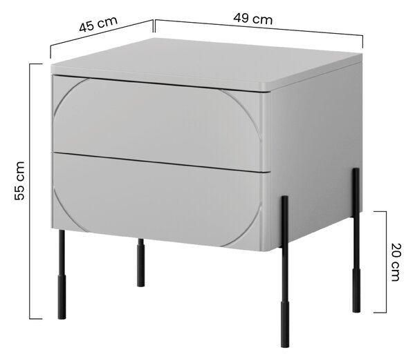 Noční stolek Sonatia 45 cm - olivová