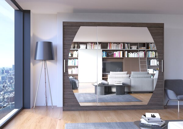 ADRK Šatní zrcadlová skříň posuvná CAMBE CH 250, choco