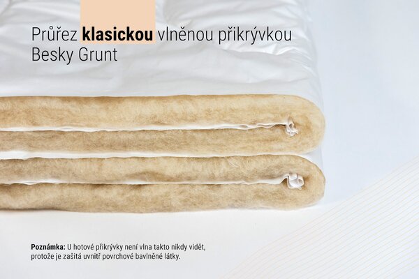 Dvoulůžková vlněná přikrývka Besky Grunt — vlněná deka z pravé ovčí vlny z Beskyd