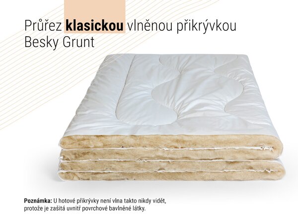 Dvoulůžková vlněná přikrývka Besky Grunt — vlněná deka z pravé ovčí vlny z Beskyd
