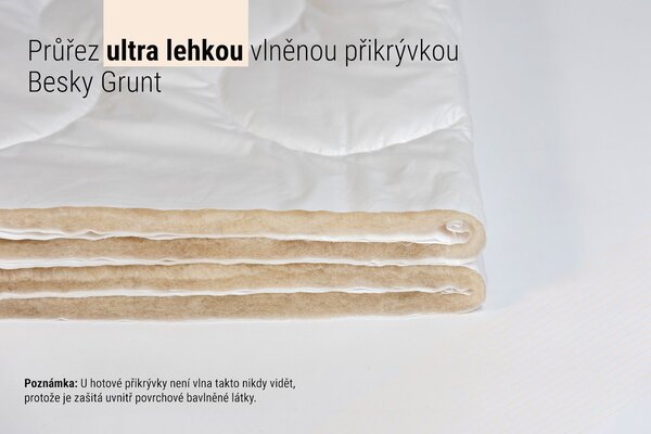 Ultra lehká dětská vlněná přikrývka Besky Grunt — vlněná deka pro děti z pravé ovčí vlny z Beskyd