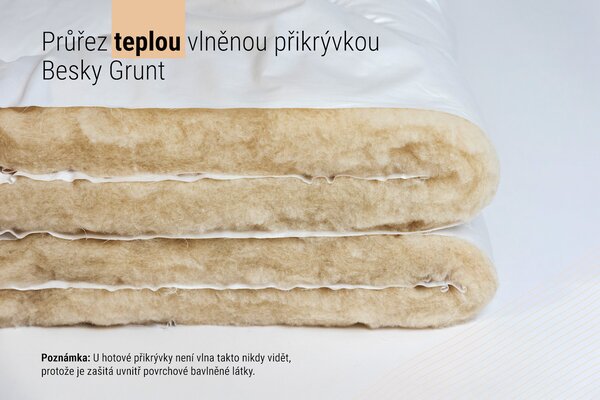 Teplá vlněná přikrývka Besky Grunt — vlněná deka z pravé ovčí vlny z Beskyd