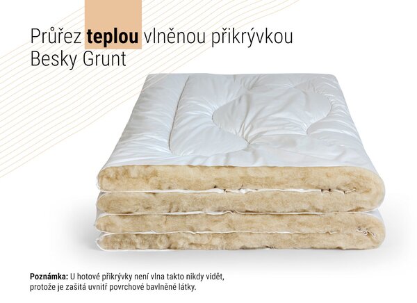 Teplá vlněná přikrývka Besky Grunt — vlněná deka z pravé ovčí vlny z Beskyd