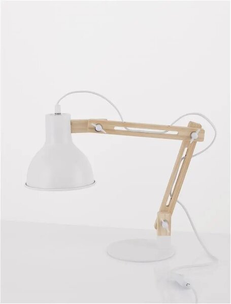 Dřevěná stolní lampa Grou 41.3 bílé – Bílá