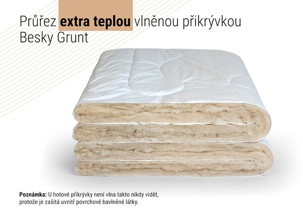 Extra teplá vlněná přikrývka Besky Grunt — vlněná deka z pravé ovčí vlny z Beskyd