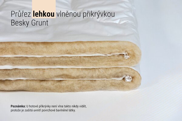 Lehká vlněná přikrývka Besky Grunt — vlněná deka z pravé ovčí vlny z Beskyd