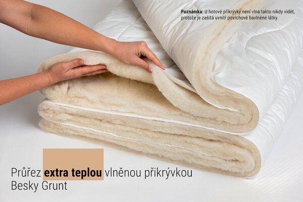 Extra teplá vlněná přikrývka Besky Grunt — vlněná deka z pravé ovčí vlny z Beskyd