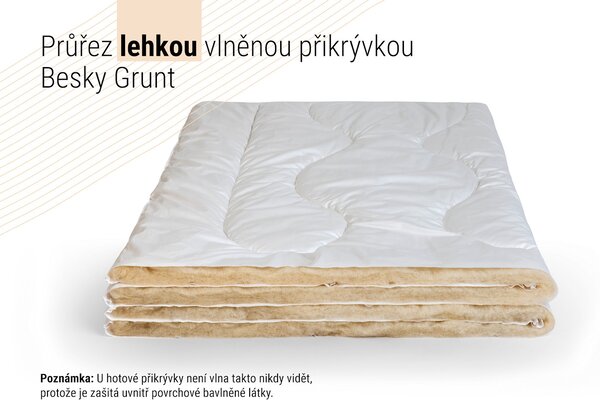 Lehká vlněná přikrývka Besky Grunt — vlněná deka z pravé ovčí vlny z Beskyd