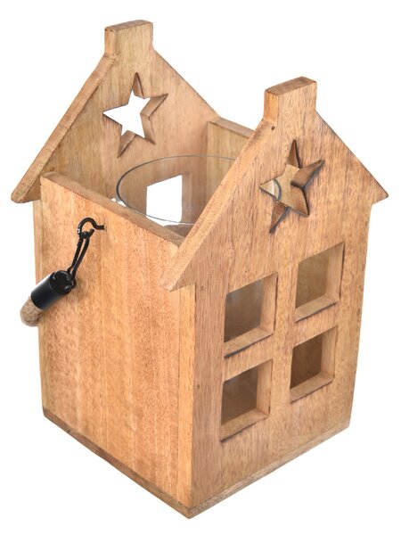 4Home Lucerna z mangového dřeva Shining Star, 18 x 15 x 25 cm