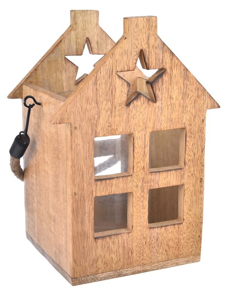 4Home Lucerna z mangového dřeva Shining Star, 18 x 15 x 25 cm