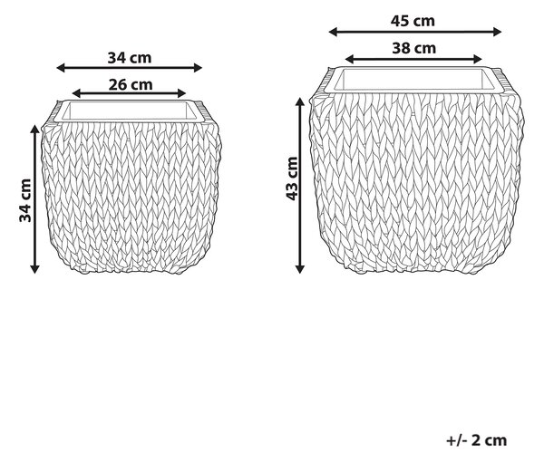Sada 2 květináčů BERBERIS Umělý ratan 34/45 cm Černá