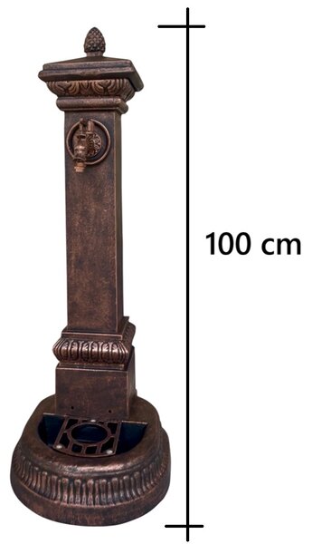 Vodovodní Litinový SLOUPEK AZTE XXL s KOHOUTKEM DRAK, měděná patina, 100 cm