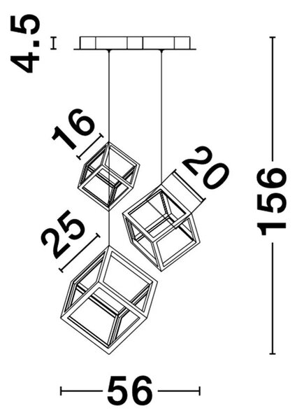 LED lustr Gabbia 56 černé – Černá
