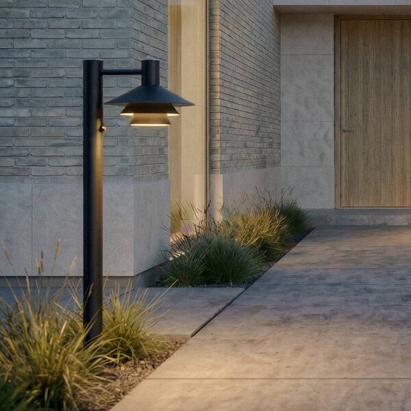 Lucande LED osvětlení cesty Montaro, 100 cm, antracitová barva, senzor, Černá, Hliník, Moderní