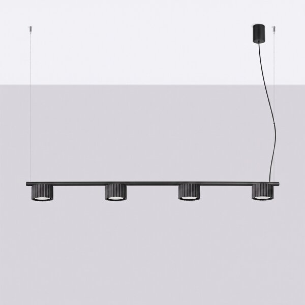 Sollux SL.2696 - Lustr na lanku AURA 4xGX53/10W/230V černá
