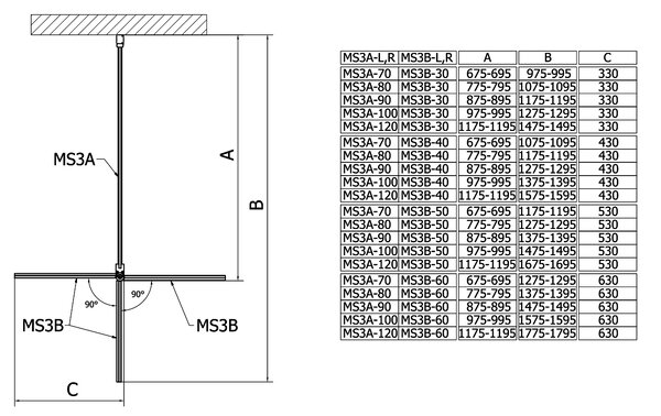 Polysan Polysan, MODULAR SHOWER stěna pro instalaci na zeď, pro připojení otoč.panelu 1000 mm, MS3A-100